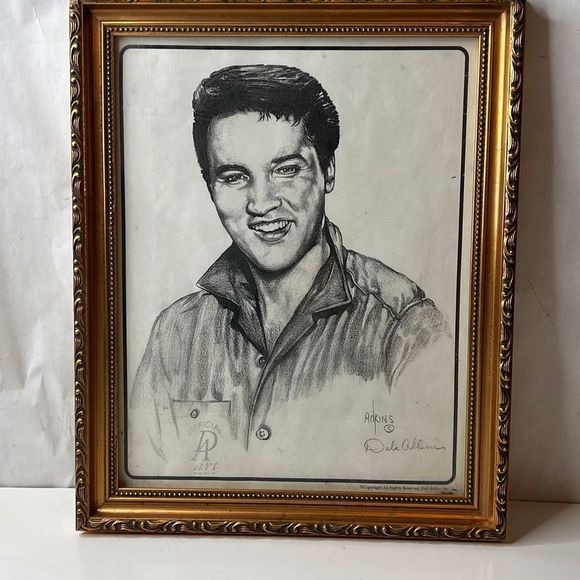Dale Adkins Other - Elvis Presley Pencil Sketch by Dale Adkins Framed Wall Art Decor Print Sketch